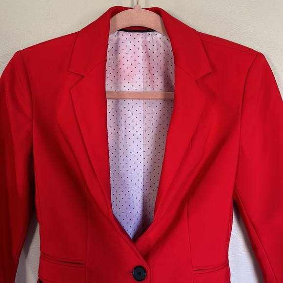 Express Notch Collar One Button Blazer - Red - 0 - Picture 2 of 16